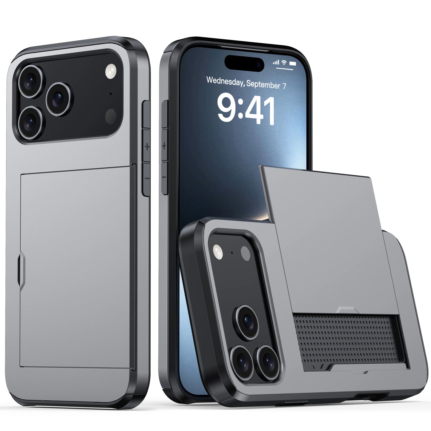 Case for Iphone 17 Pro Max 16 Pro Max 15 Pro 15 14 13 12 Wallet Card Holder Slide Slot Slim Hard PC Heavy Duty Protective Covers