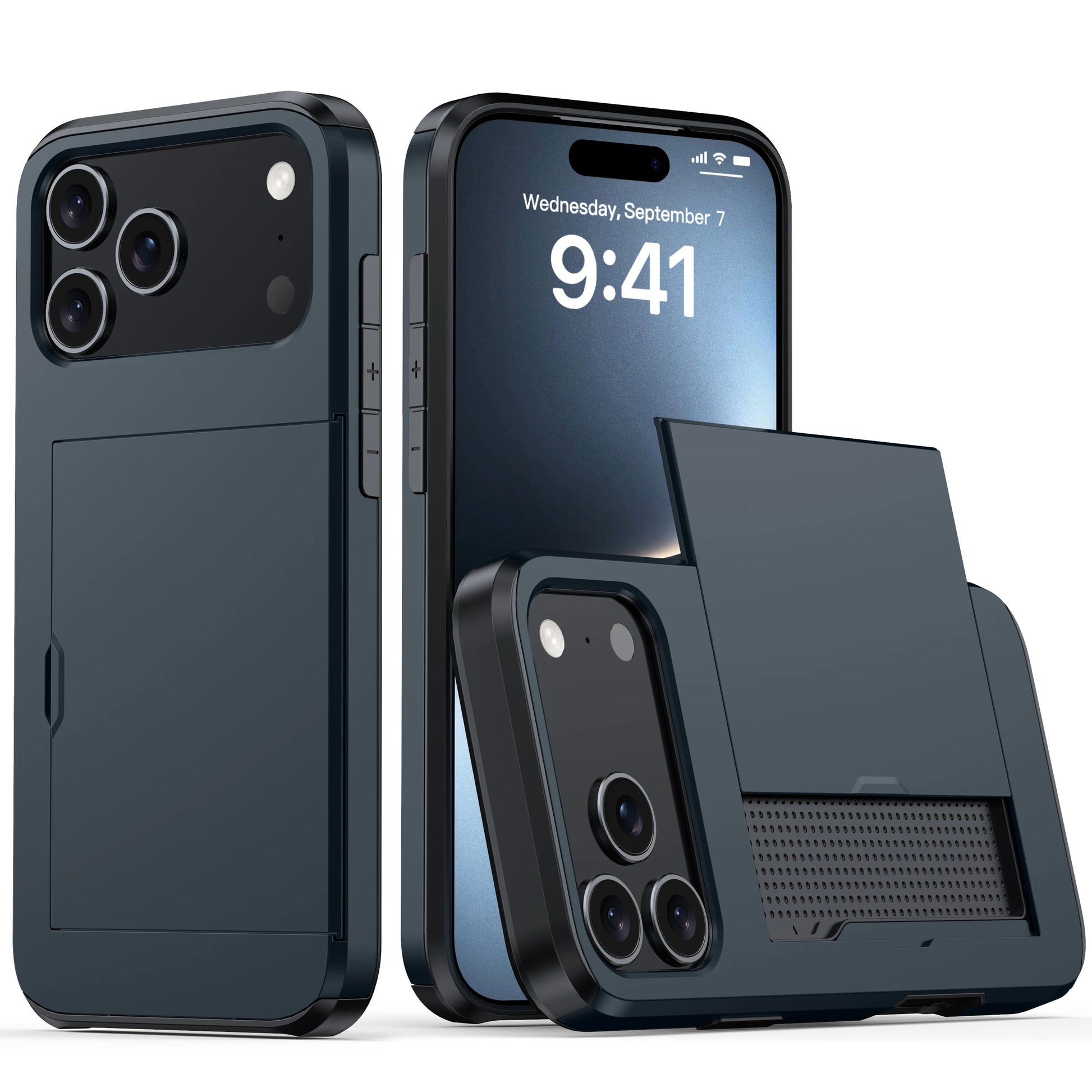 Case for Iphone 17 Pro Max 16 Pro Max 15 Pro 15 14 13 12 Wallet Card Holder Slide Slot Slim Hard PC Heavy Duty Protective Covers