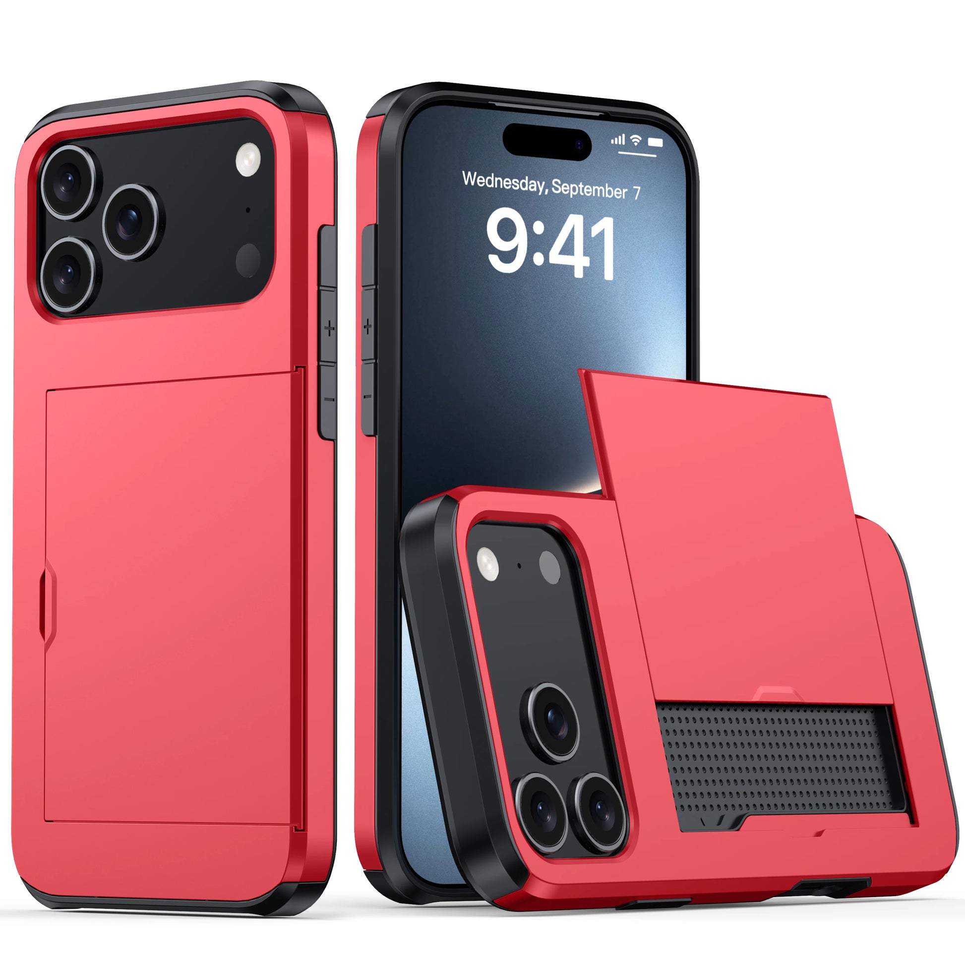 Case for Iphone 17 Pro Max 16 Pro Max 15 Pro 15 14 13 12 Wallet Card Holder Slide Slot Slim Hard PC Heavy Duty Protective Covers
