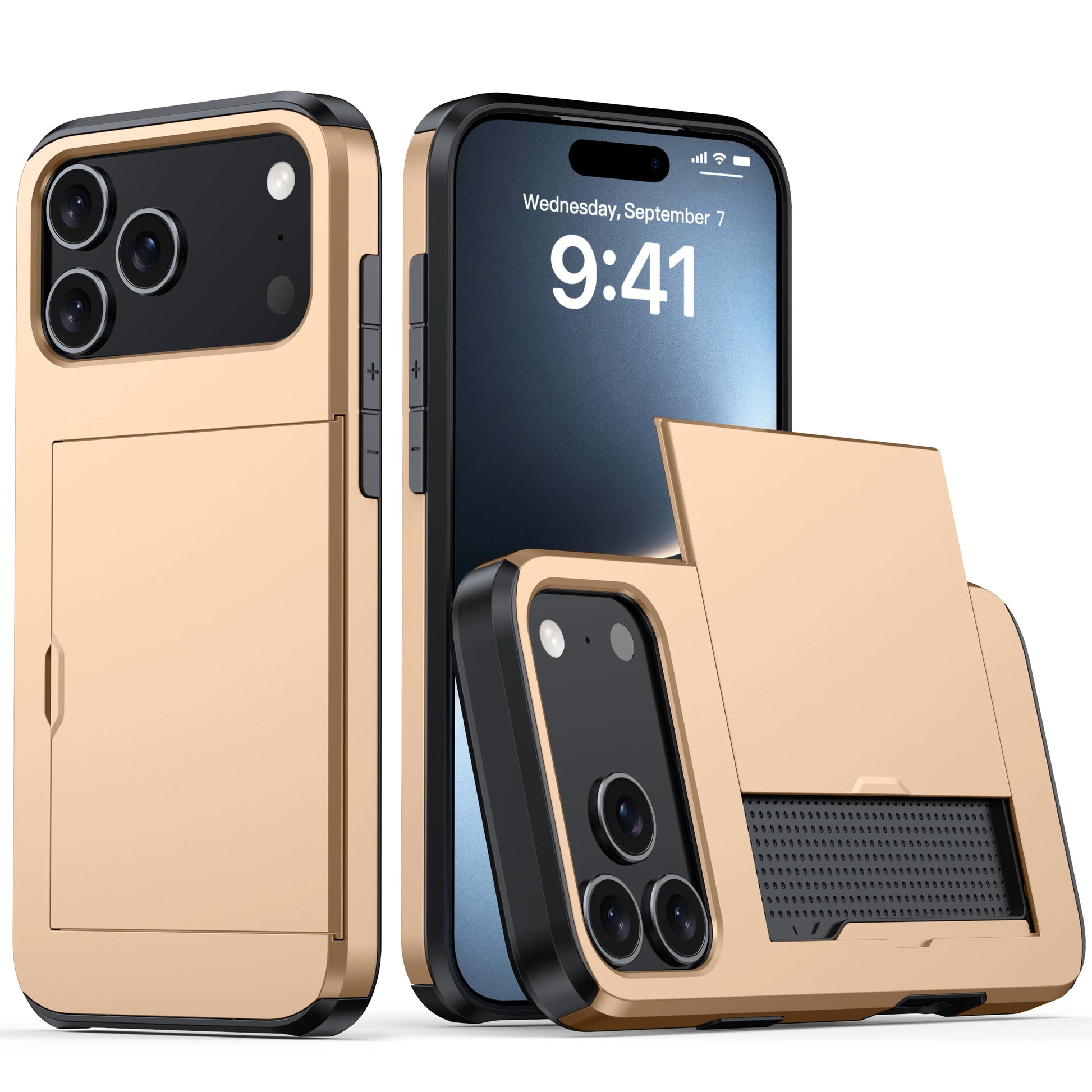 Case for Iphone 17 Pro Max 16 Pro Max 15 Pro 15 14 13 12 Wallet Card Holder Slide Slot Slim Hard PC Heavy Duty Protective Covers