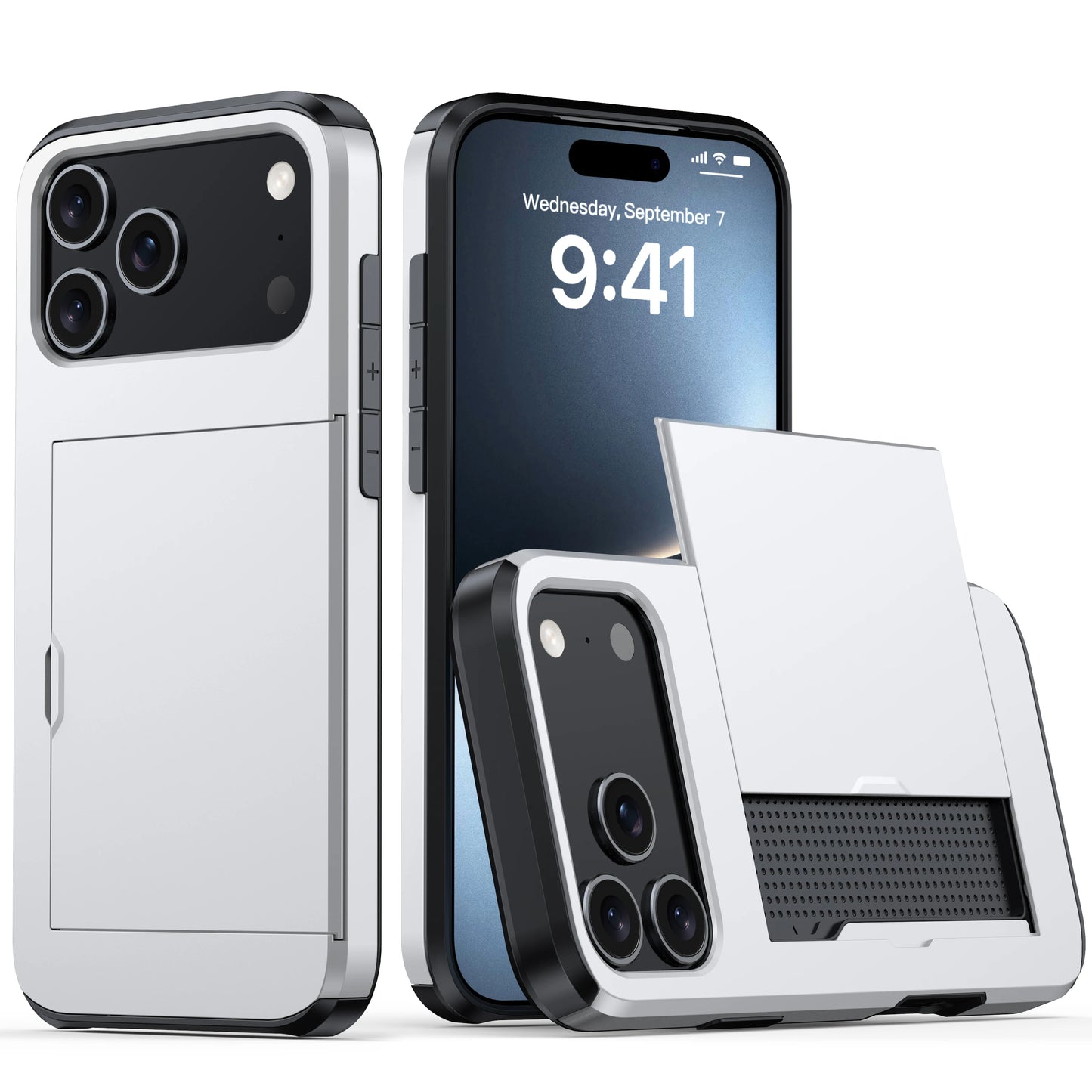 Case for Iphone 17 Pro Max 16 Pro Max 15 Pro 15 14 13 12 Wallet Card Holder Slide Slot Slim Hard PC Heavy Duty Protective Covers